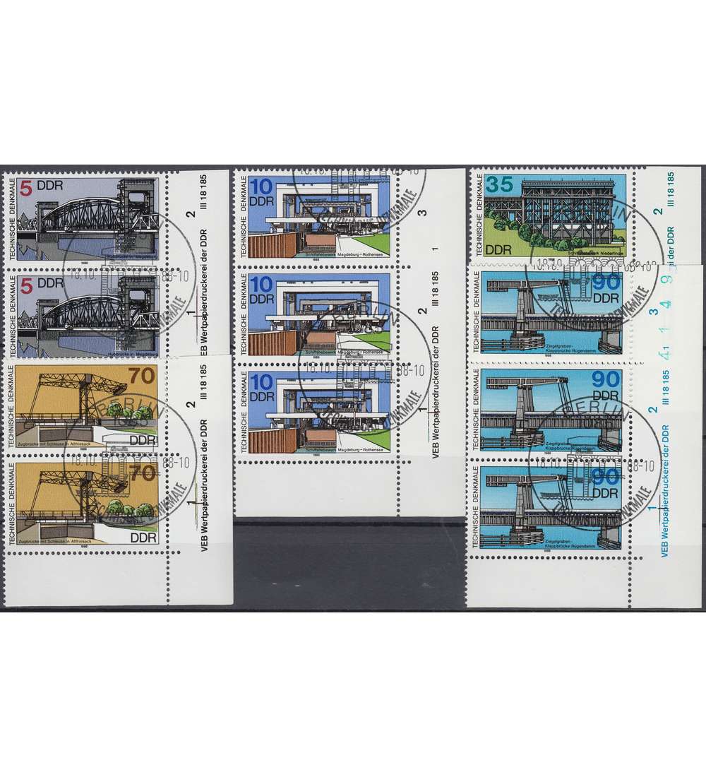 DDR Nr. 3203-3207 DV gestempelt Druckvermerk
