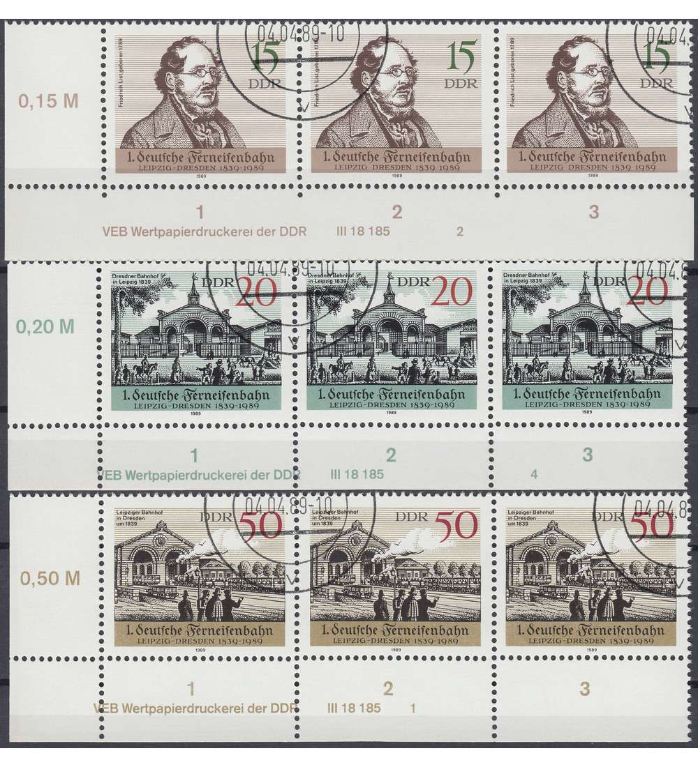 DDR Nr. 3238-3240 DV gestempelt Druckvermerk