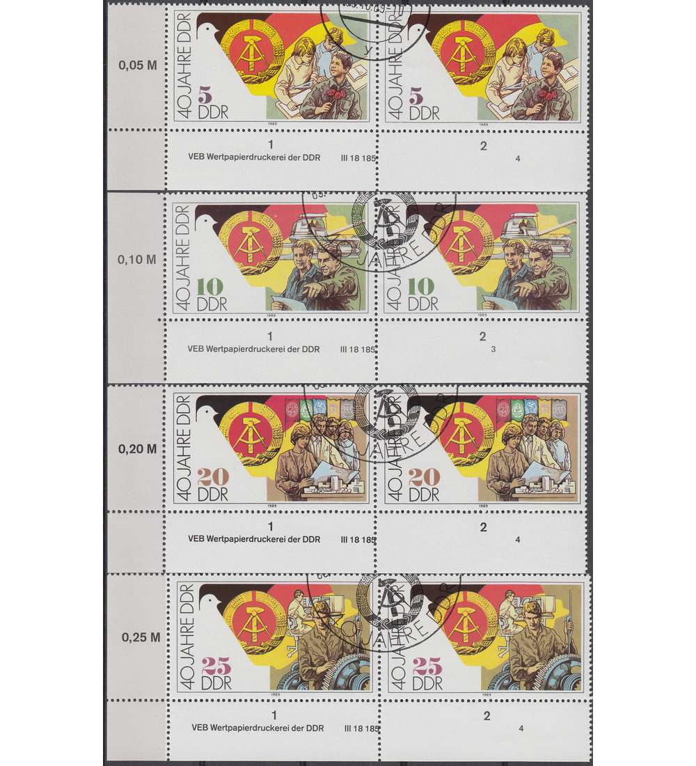 DDR Nr. 3279-3282 DV gestempelt Druckvermerk