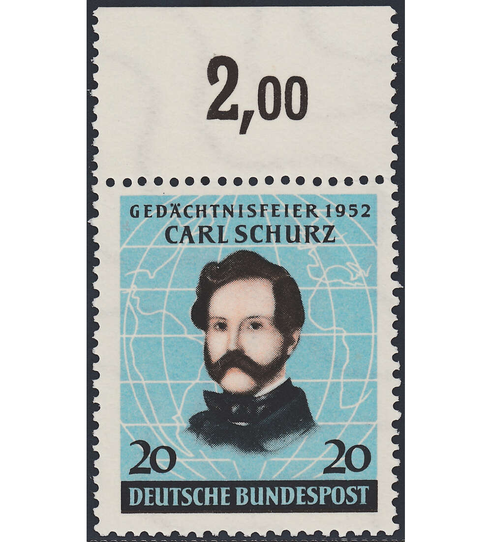BRD Nr. 155 postfrisch  Carl Schurz  Oberrandmarke