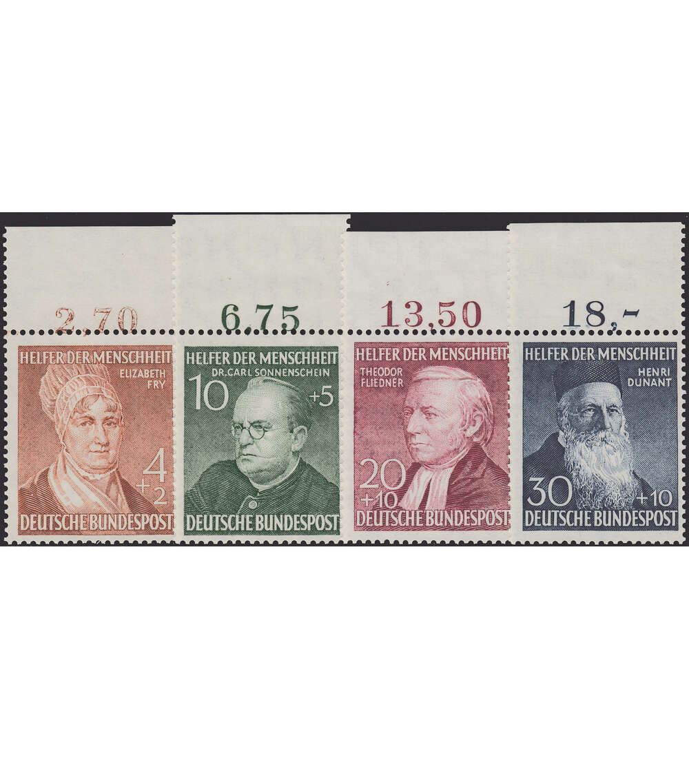 BRD Nr. 156-159 postfrisch  Wohlfahrtsmarken 1952  Oberrandsatz