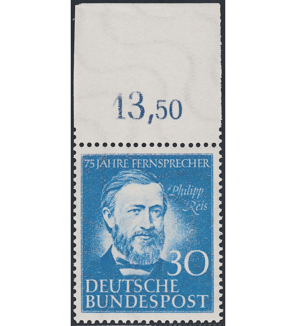 BRD Nr. 161 postfrisch  Philipp Reis  Oberrandmarke