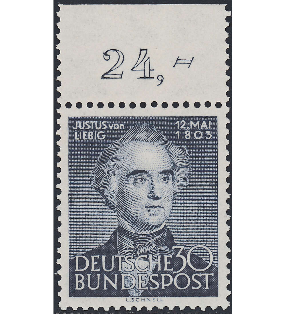 BRD Nr. 166 postfrisch  Justus von Liebig  Oberrandmarke