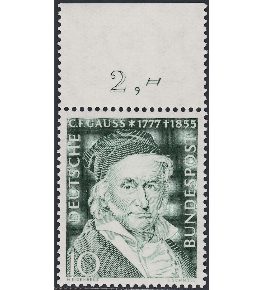 BRD Nr. 204 postfrisch  Carl Friedrich Gau  Oberrandmarke