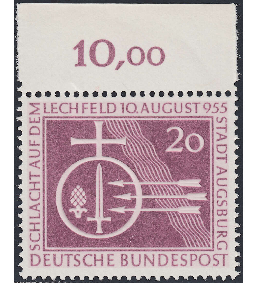 BRD Nr. 216 postfrisch  Schlacht auf dem Lechfeld  Oberrandmarke