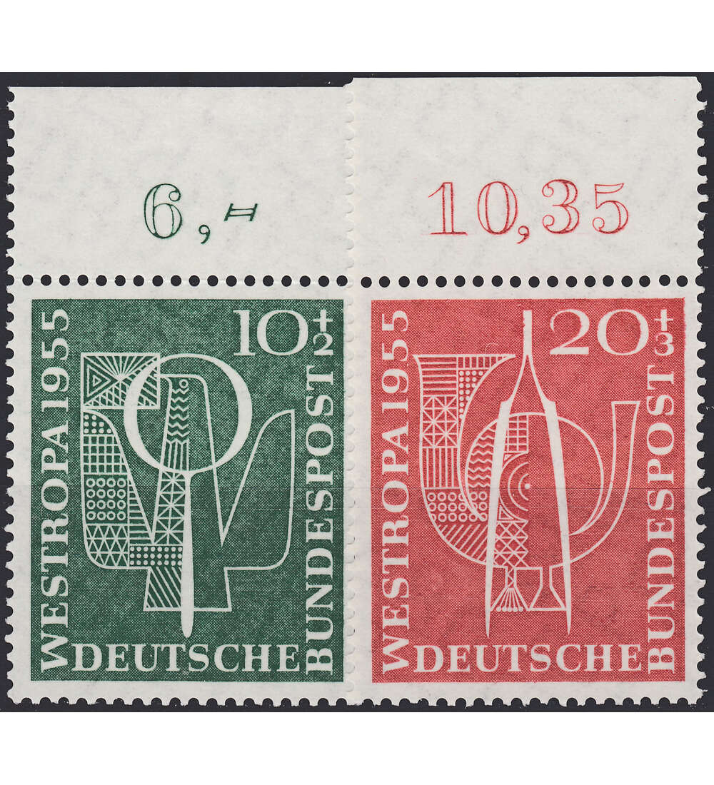 BRD Nr. 217-218 postfrisch  Ausstellung Westropa 1959  Oberrandsatz