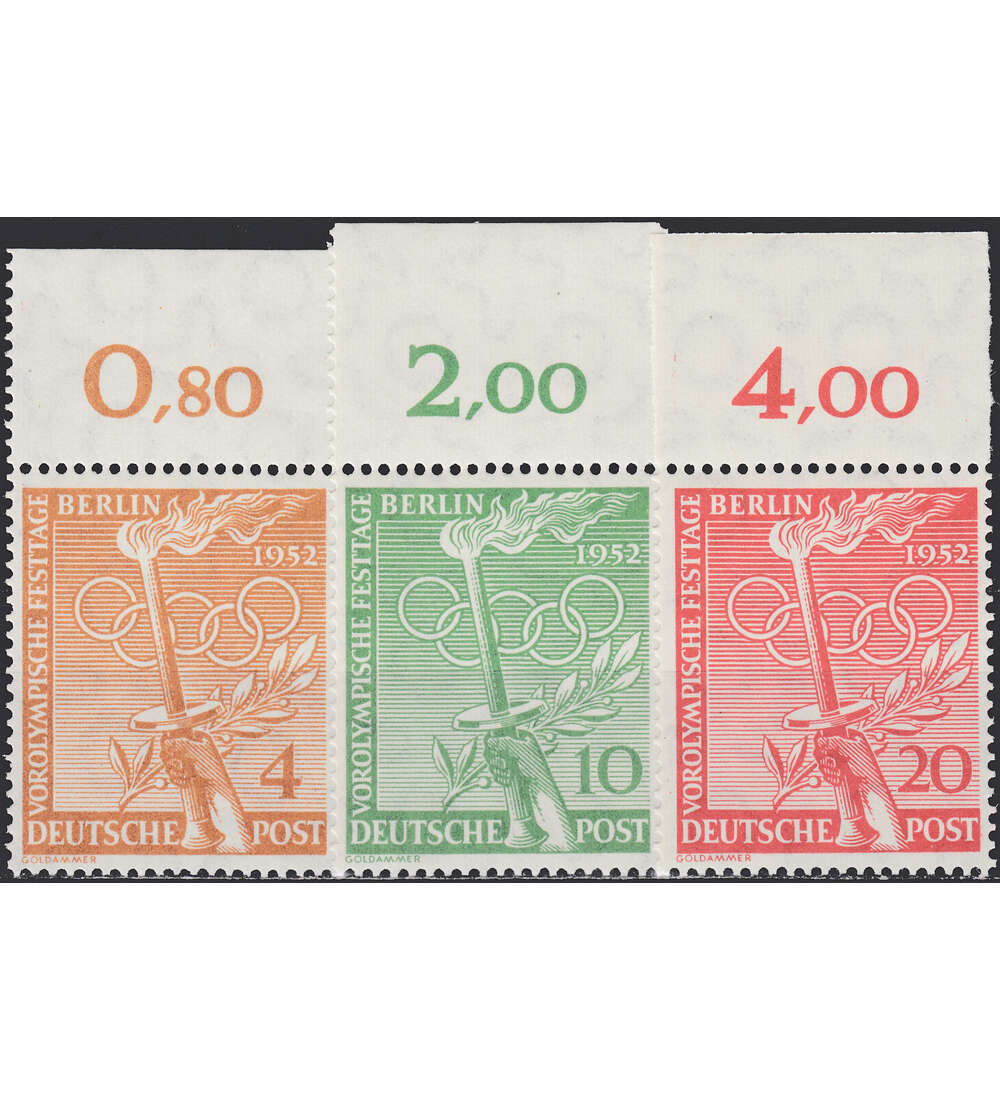 Berlin Nr. 88-90 postfrisch Vorolympische Festtage 1952 Oberrandsatz
