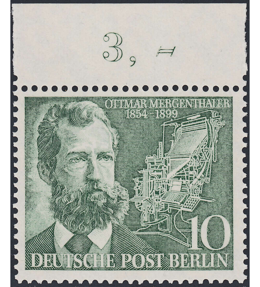 Berlin Nr. 117 postfrisch  Ottmar Mergenthaler 1954  Oberrandmarke