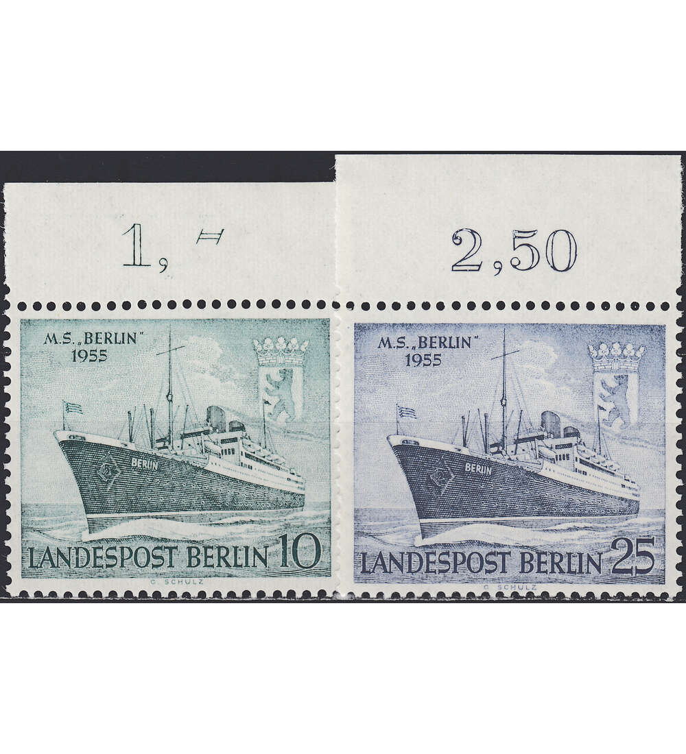 Berlin Nr. 126-127 postfrisch  Motorschiff Berlin 1955  Oberrandsatz