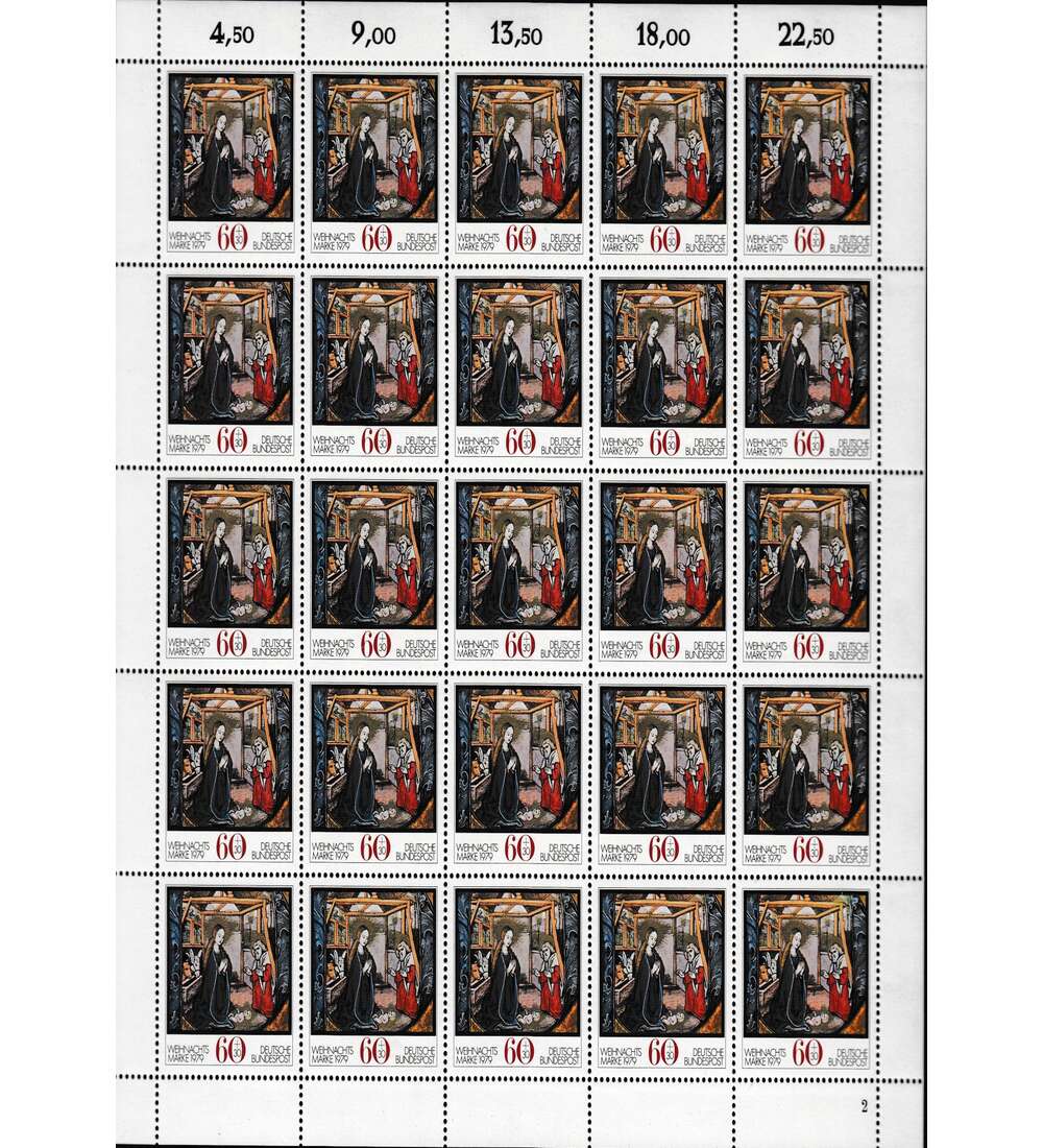 BRD Nr. 1032 postfrisch Bogen Weihnachten 1979