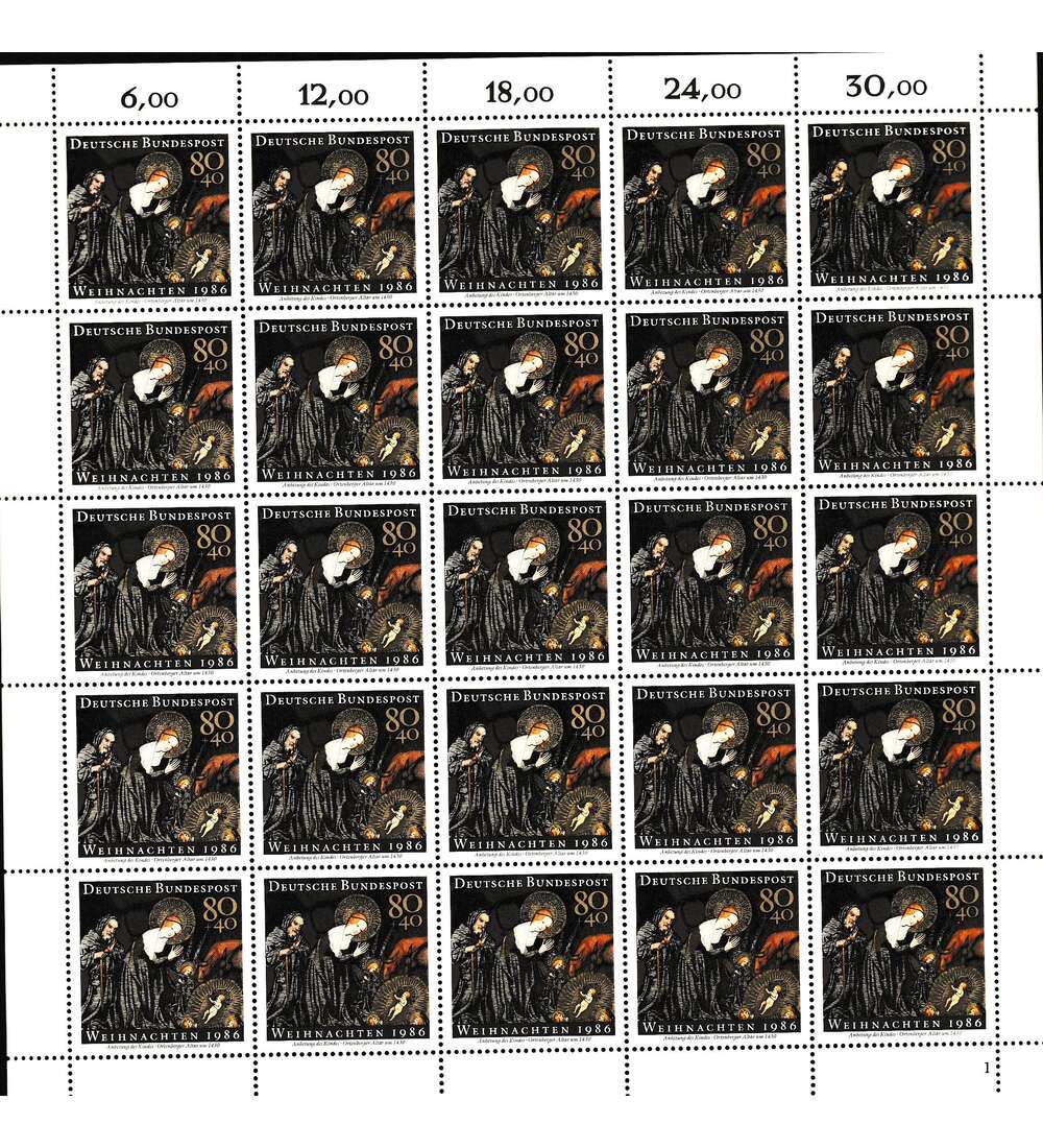 BRD Nr. 1303 postfrisch Bogen Weihnachten 1986