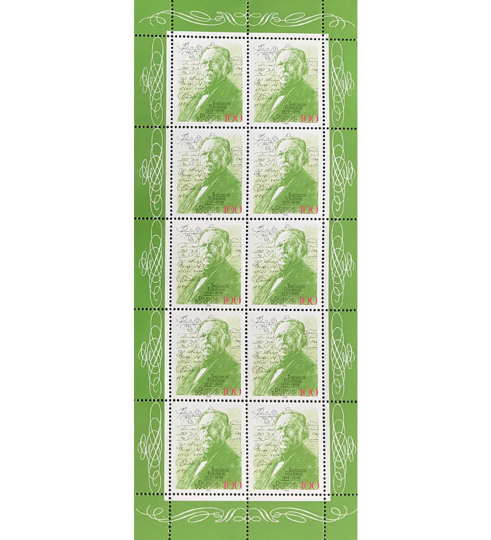 BRD Nr. 1767 postfrisch Kleinbogen Theodor Fontane 1994