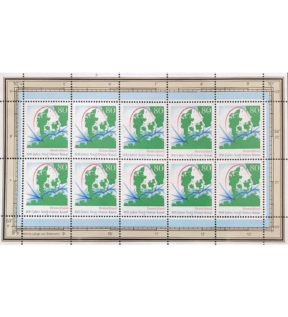 BRD Nr. 1802 postfrisch Kleinbogen Nord-Ostsee-Kanal 1995