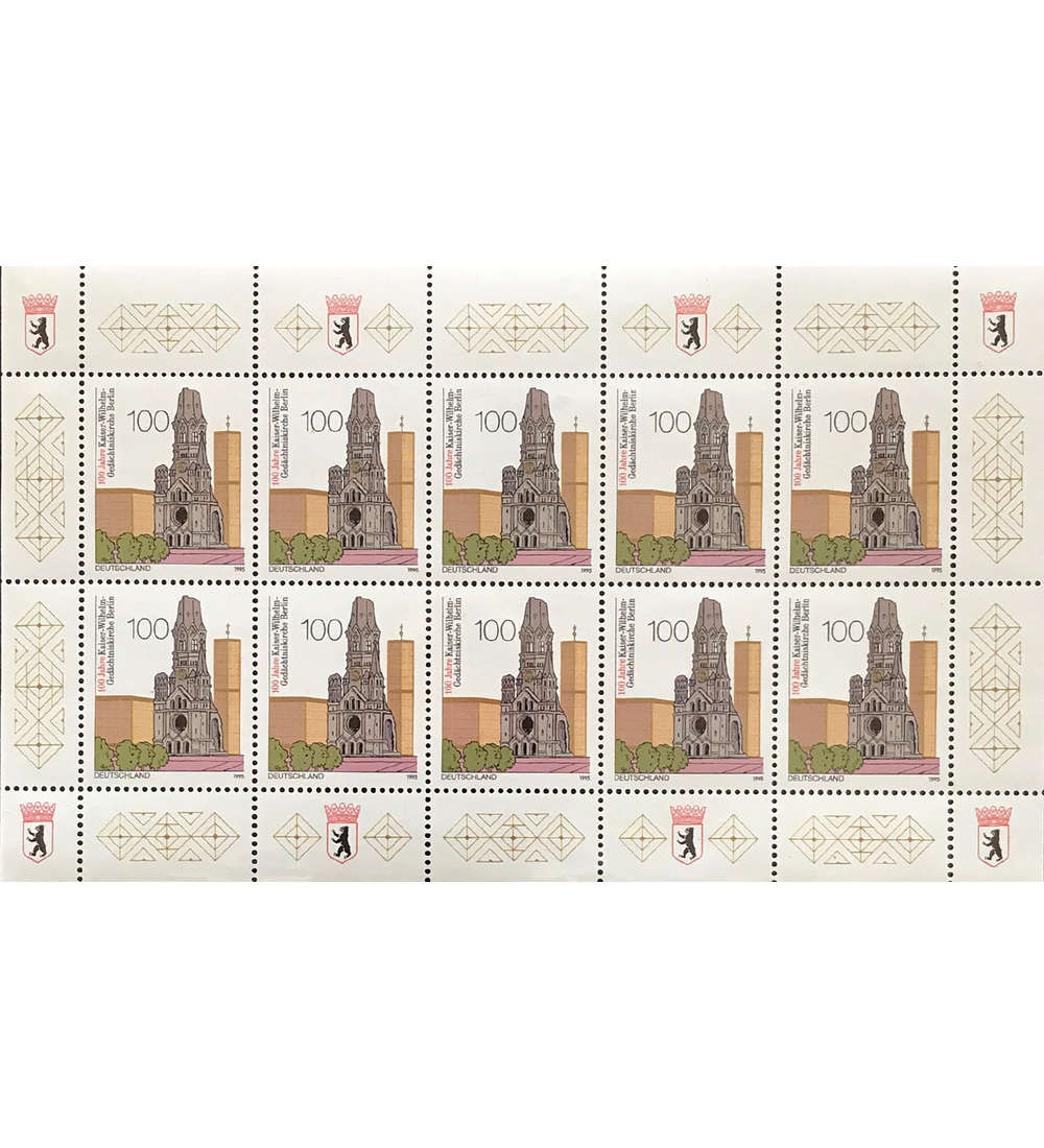 BRD Nr. 1812 postfrisch Kleinbogen Gedchtniskirche Berlin 1995