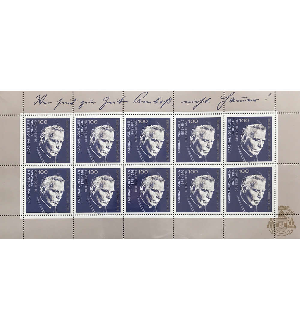 BRD Bund Nr. 1848 postfrisch ** Kleinbogen Graf von Galen 1996