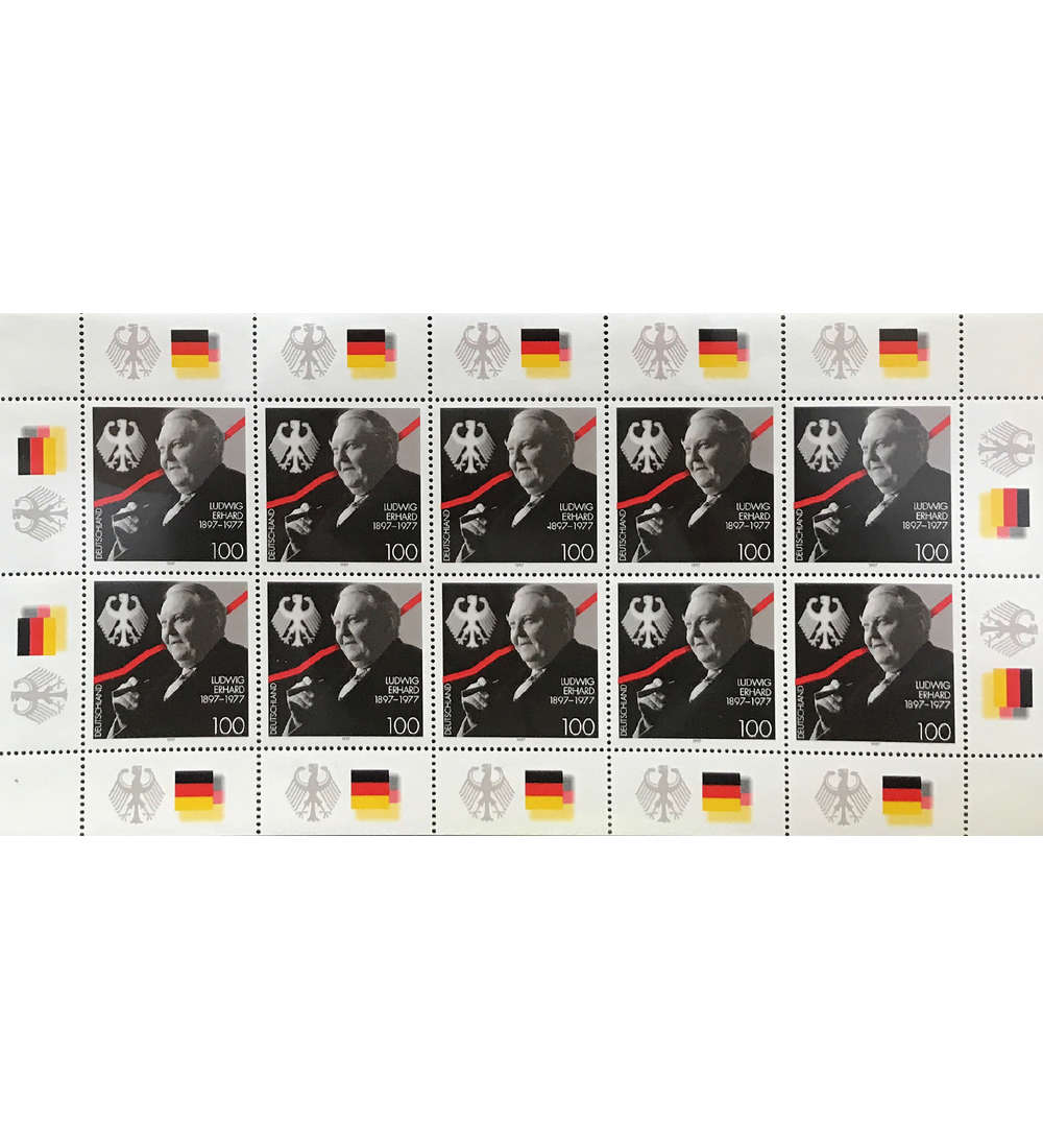 BRD Bund Nr. 1904 postfrisch ** Kleinbogen Ludwig Erhard 1997