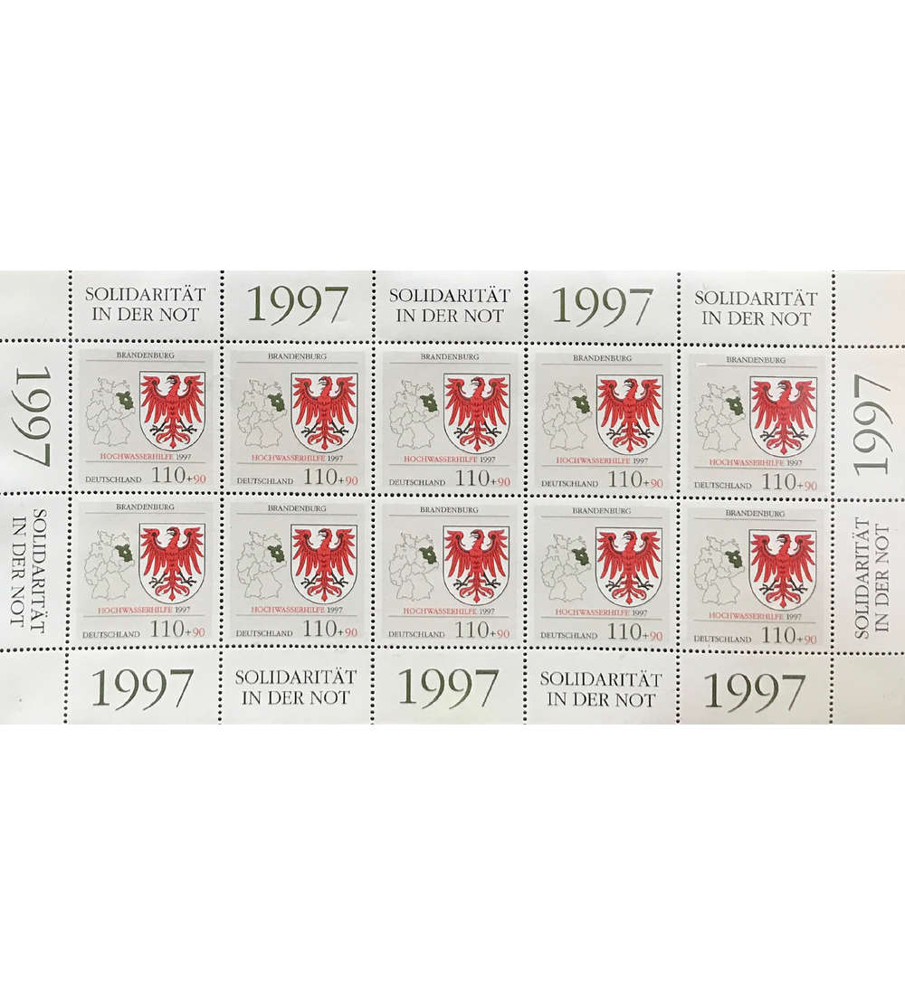 BRD Bund Nr. 1941 postfrisch ** Kleinbogen Hochwasserhilfe 1997