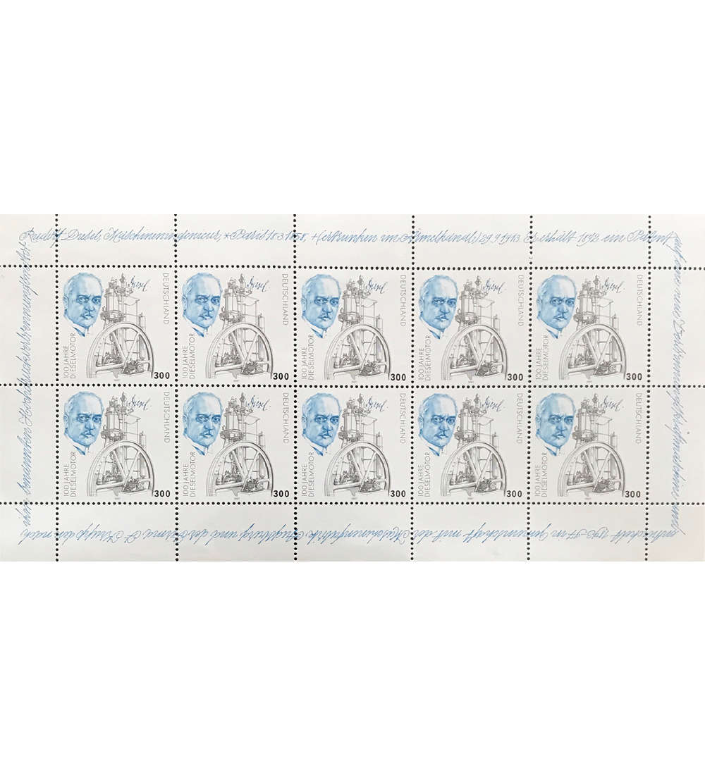 BRD Bund Nr. 1942 postfrisch ** Kleinbogen Rudolf Diesel 1997