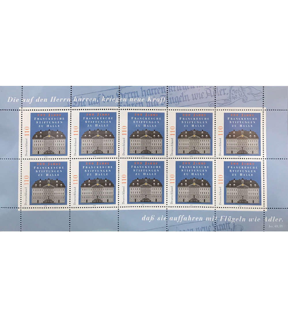 BRD Bund Nr. 2011 postfrisch ** Kleinbogen Franckesche Stiftung 1998