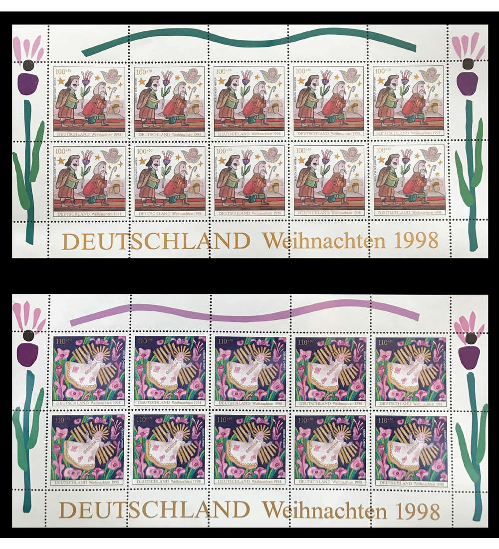 BRD Bund Nr. 2023-2024 postfrisch ** Kleinbogen-Satz Weihnachten 1998 Briefmarke - Goldhahn - 432023