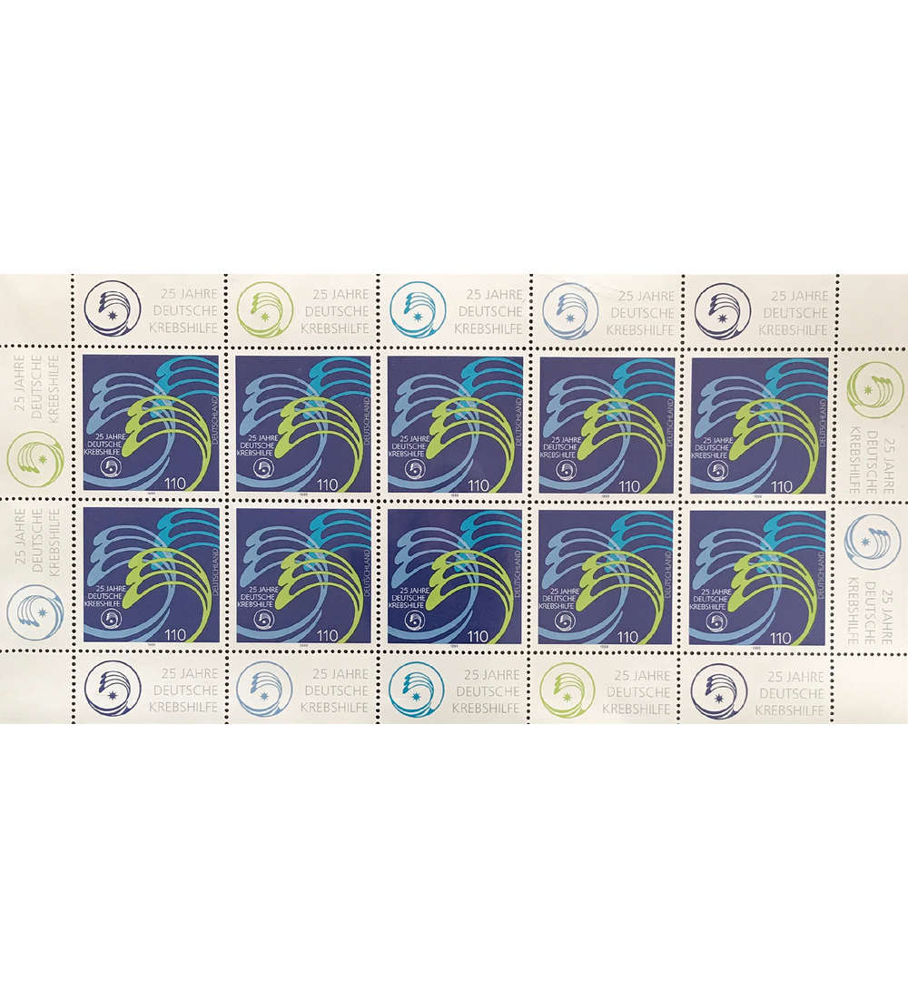 BRD Bund Nr. 2044 postfrisch ** Kleinbogen 25 Jahre Krebshilfe 1999