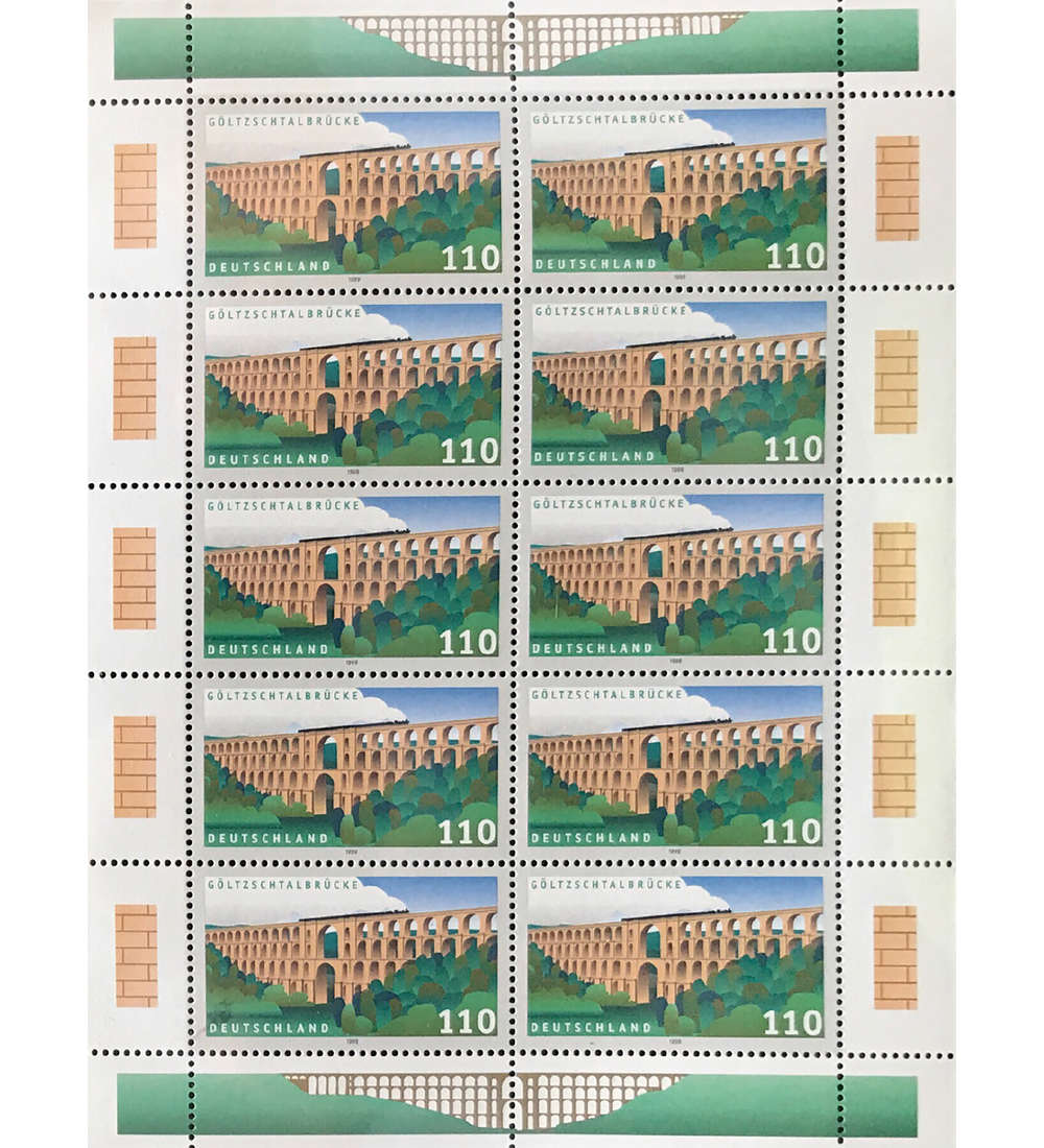 BRD Bund Nr. 2082 postfrisch ** Kleinbogen G�ltzschtalbr�cke 1999