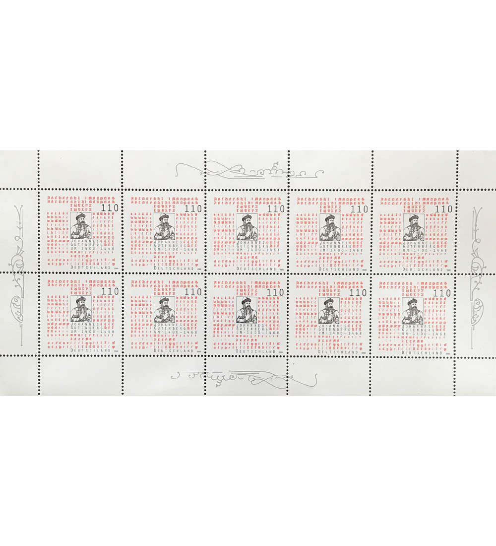 BRD Bund Nr. 2098 postfrisch ** Kleinbogen Johannes Gutenberg 2000