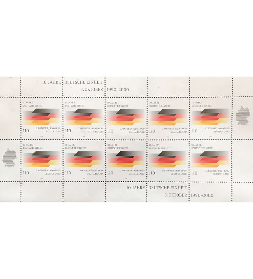 BRD Bund Nr. 2142 postfrisch ** Kleinbogen 10 Jahre Deutsche Einheit 2000