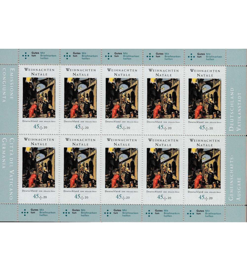 BRD Nr. 2703-2704 postfrisch Kleinbogensatz Weihnachten 2008