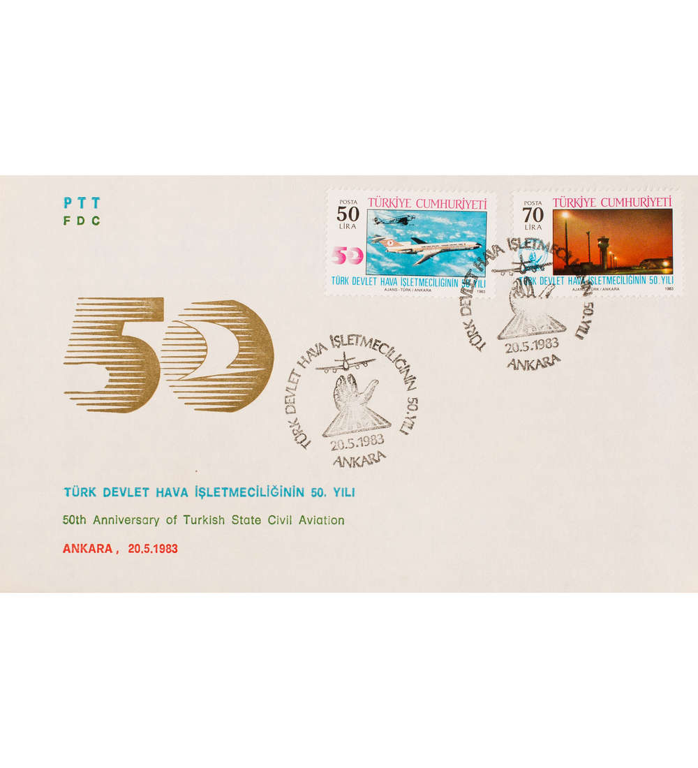 Trkei Nr. 2634-2635 FDC Ersttagsbrief 50 Jahre staaatlicher Luftverkehr