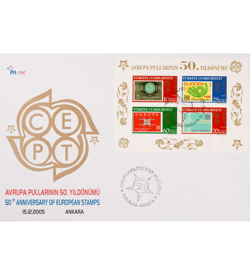 Trkei Block 58 FDC Ersttagsbrief 50 Jahre CEPT Marke auf Marke