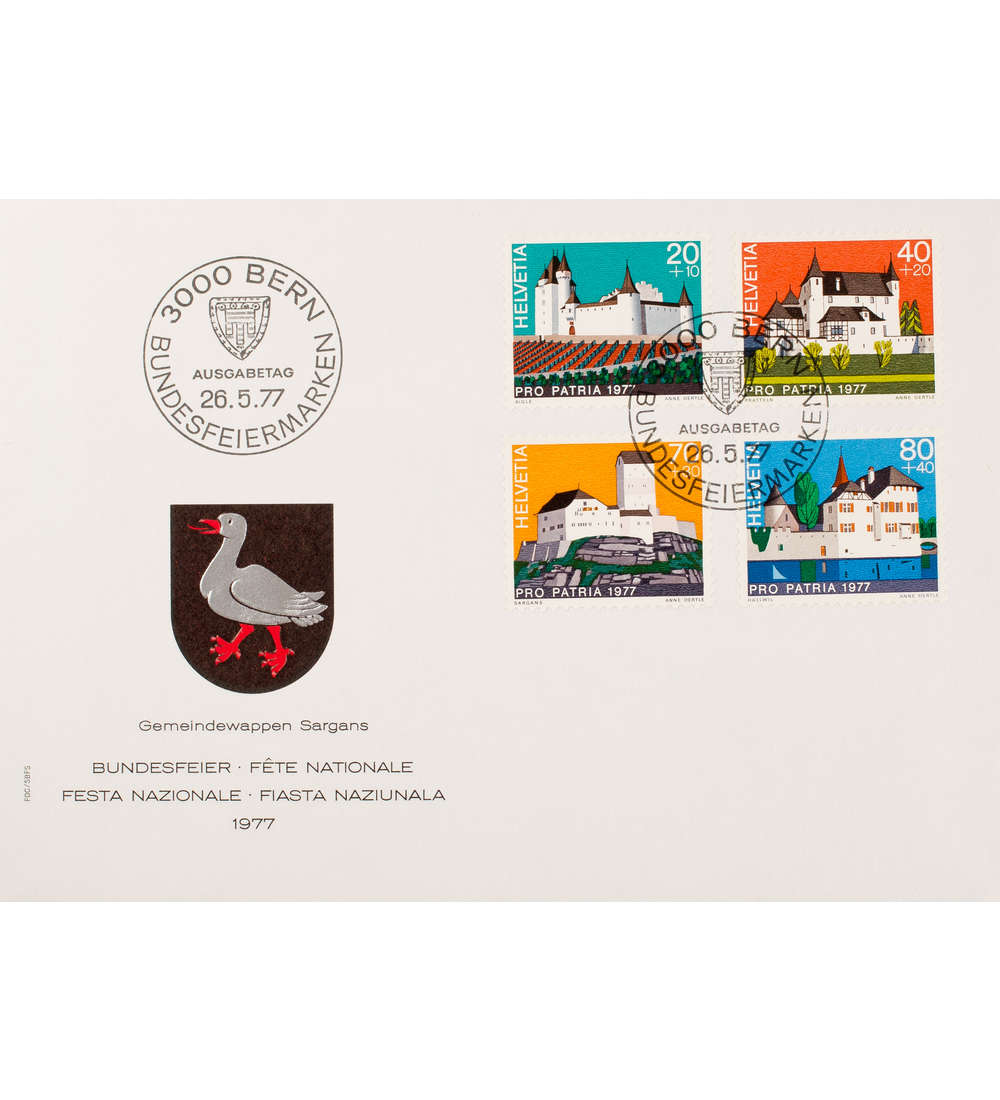 Schweiz Nr. 1096-1099 FDC Ersttagsbrief Pro Patria 1977 Schl�sser