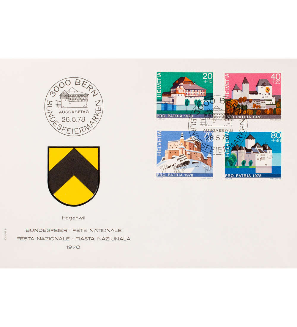 Schweiz Nr. 1075-1078 FDC Ersttagsbrief Pro Patria 1976 Schl�sser