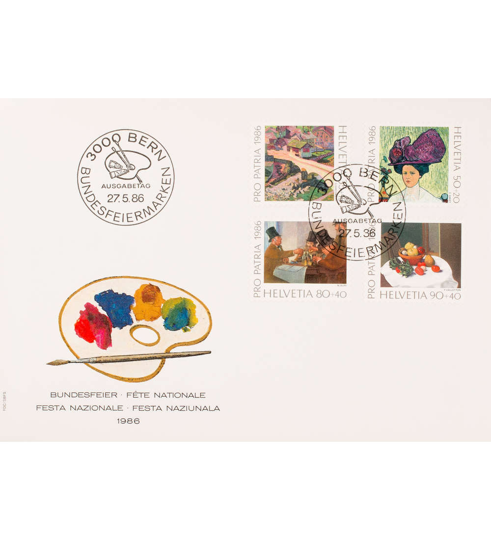 Schweiz Nr. 1317-1320 FDC Ersttagsbrief Pro Patria 1986 Gem�lde