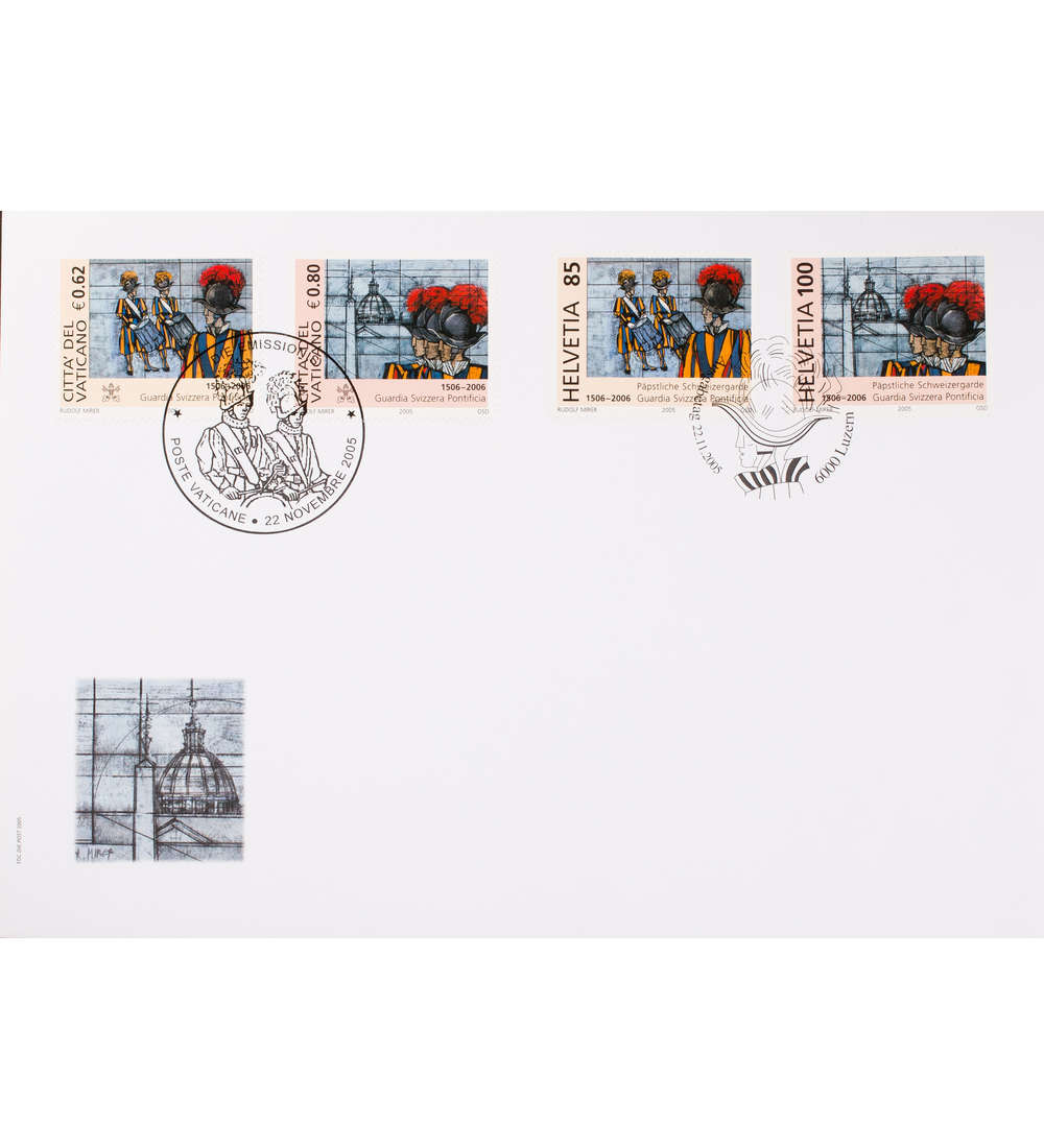Schweiz Nr. 1945-1946 FDC Ersttagsbrief Schweizergarde mit Vatikan Nr. 1538-1539