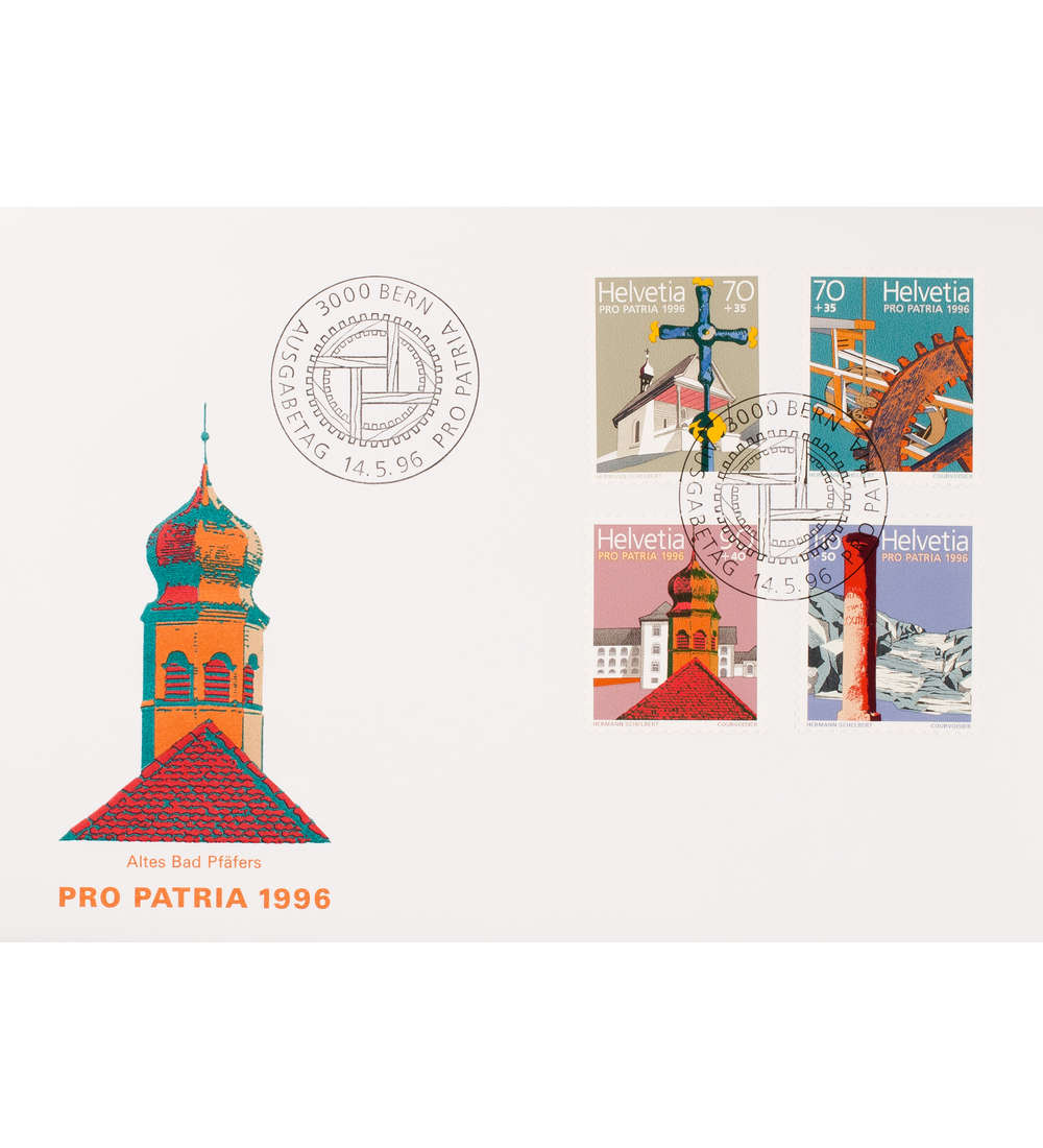 Schweiz Nr. 1577-1580 FDC Ersttagsbrief Pro Patria 1996 Kulturg�ter/Landschaften