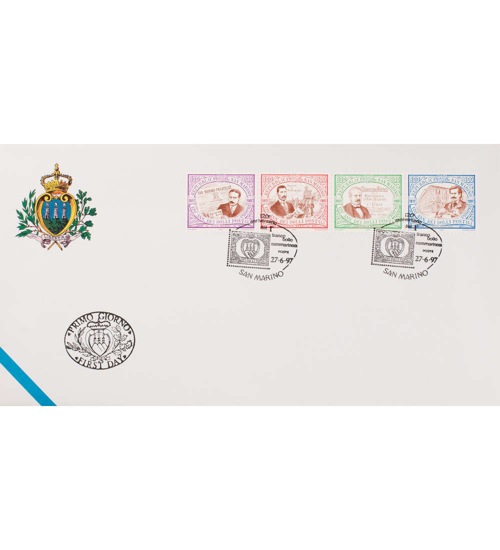 San Marino Nr. 1723-1726 FDC Ersttagsbrief 120 Jahre Briefmarken