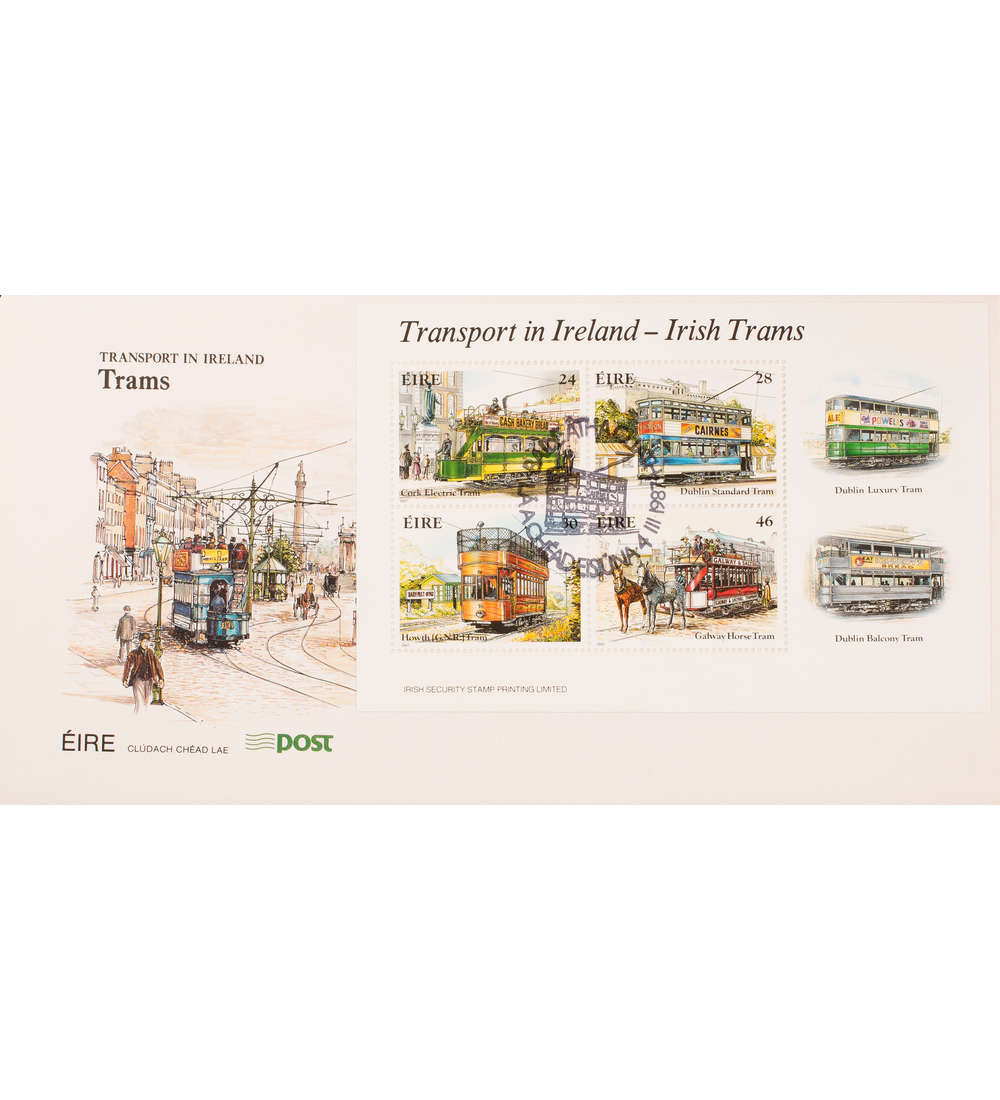 Irland Block 6 FDC Ersttagsbrief Straenbahnen