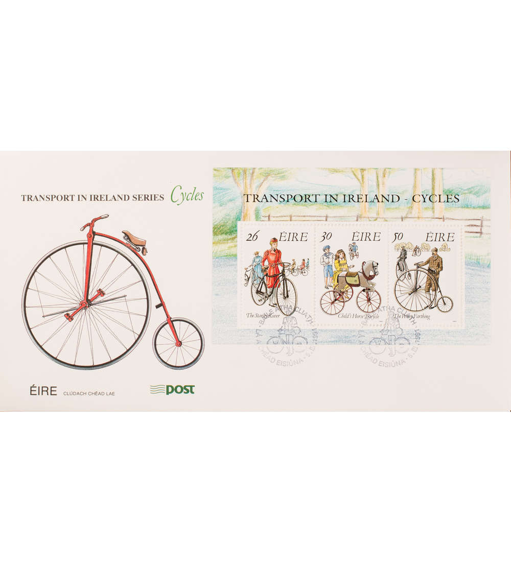 Irland Block 8 FDC Ersttagsbrief Fahrrad