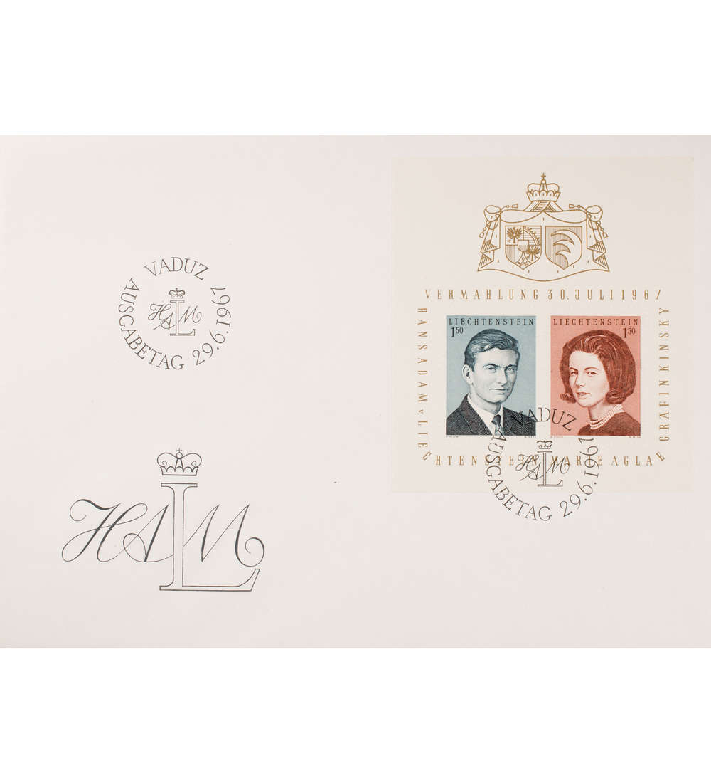 Liechtenstein Block 7 FDC Ersttagsbrief Hochzeit des Prinzen