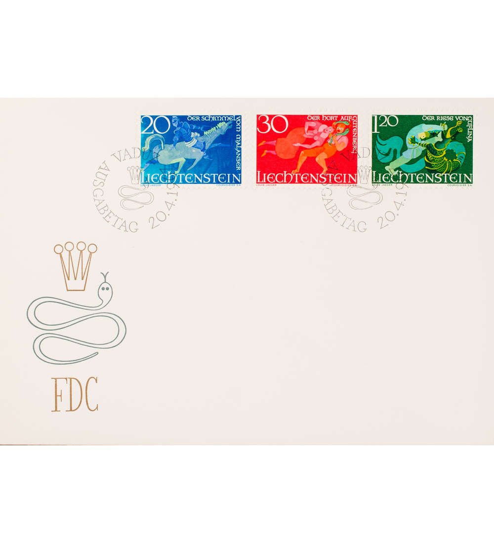 Liechtenstein Nr. 475-477 FDC Ersttagsbrief Sagen