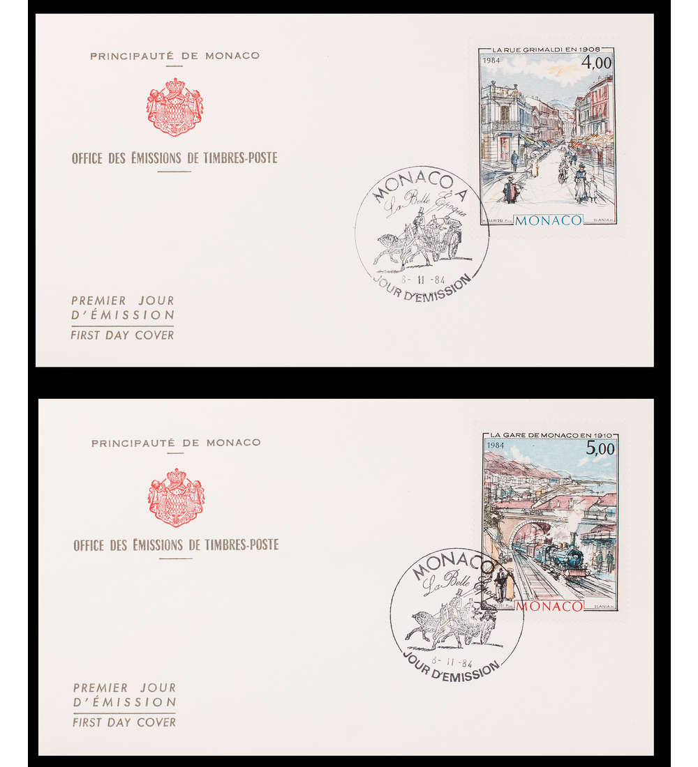 Monaco Nr. 1649-1650 FDC Ersttagsbrief Monte Carlo Monaco Eisenbahn 2 Briefe