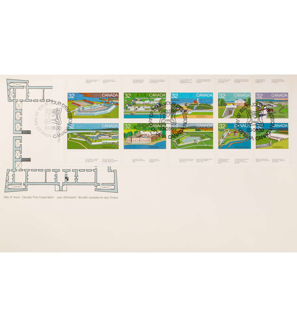 Kanada Nr. 877-886 FDC Ersttagsbrief Forts Hefchenblatt 106
