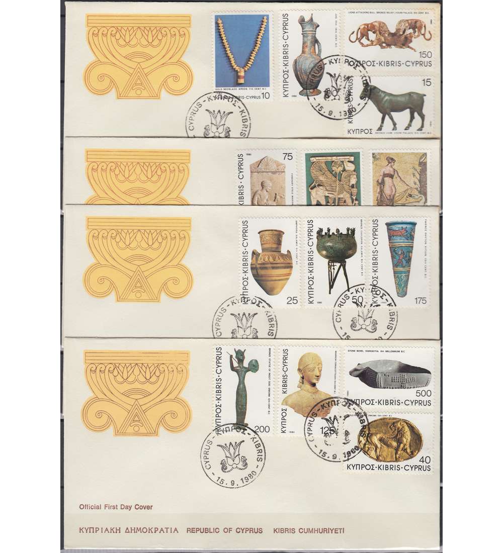 Zypern Nr. 525-538 FDC 4 Ersttagsbriefe Arch�ologie
