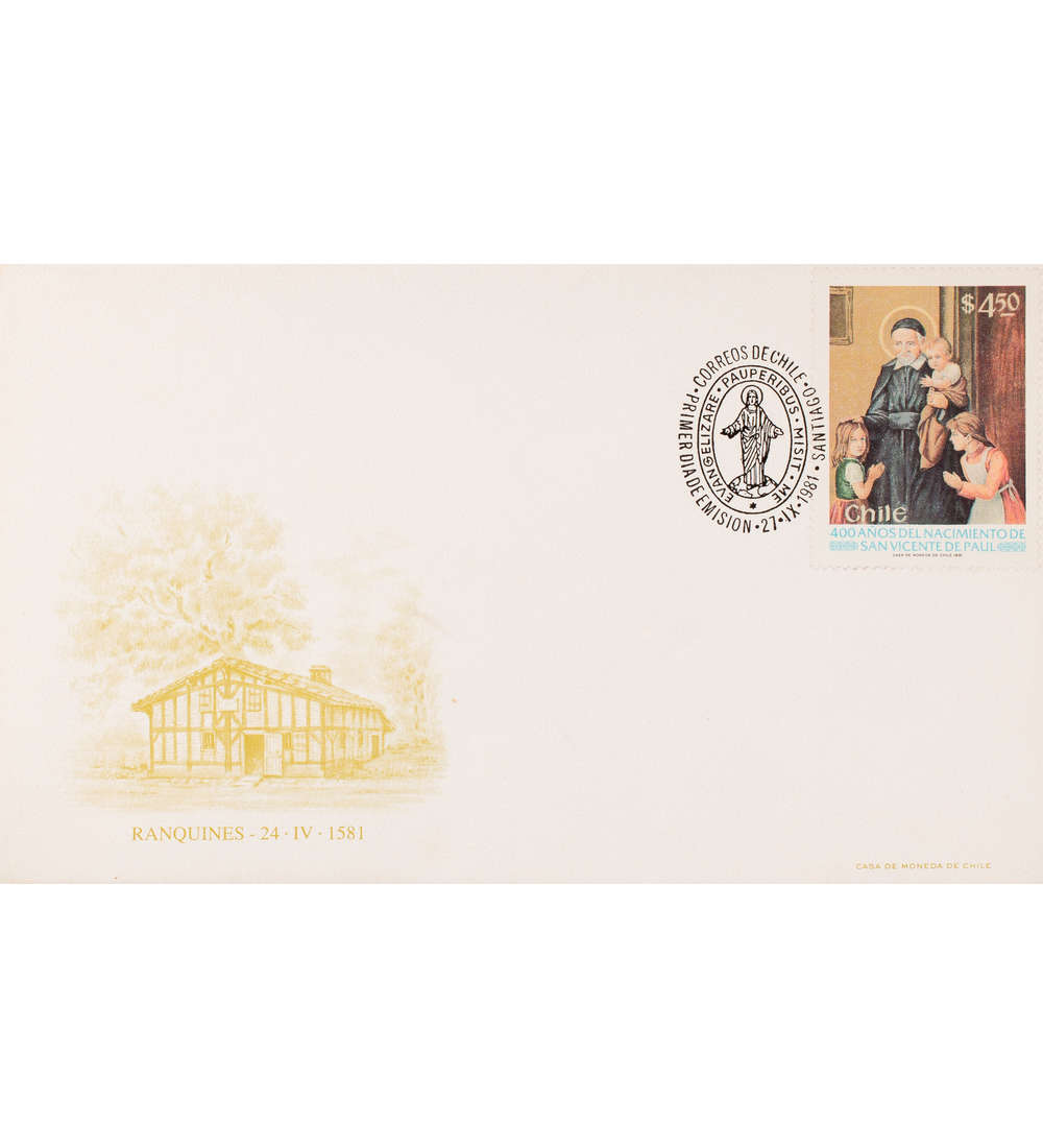 Chile Nr. 963 FDC Ersttagsbrief Heiliger Vinzenz von Paul Gem�lde