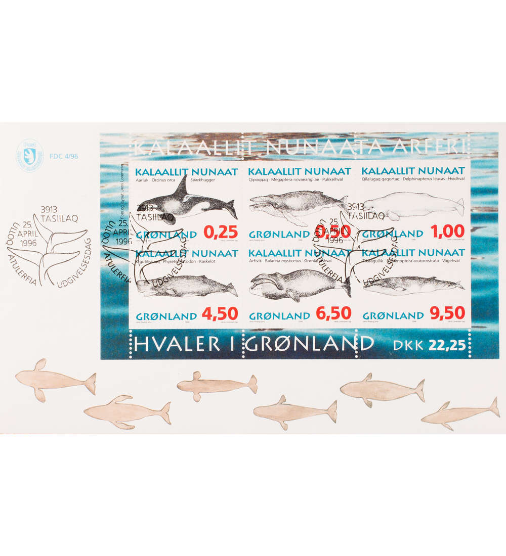 Gr�nland Block 10 FDC Ersttagsbrief Tiere Wale