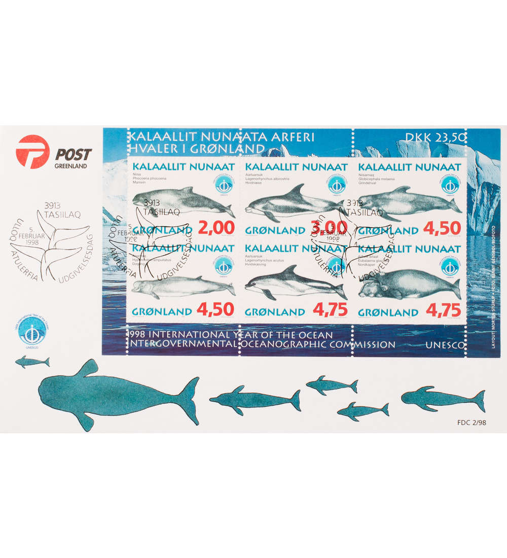 Gr�nland Block 14 FDC Ersttagsbrief Tiere Wale
