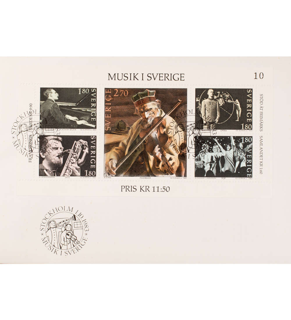 Schweden Block 11 FDC Ersttagsbrief Musik