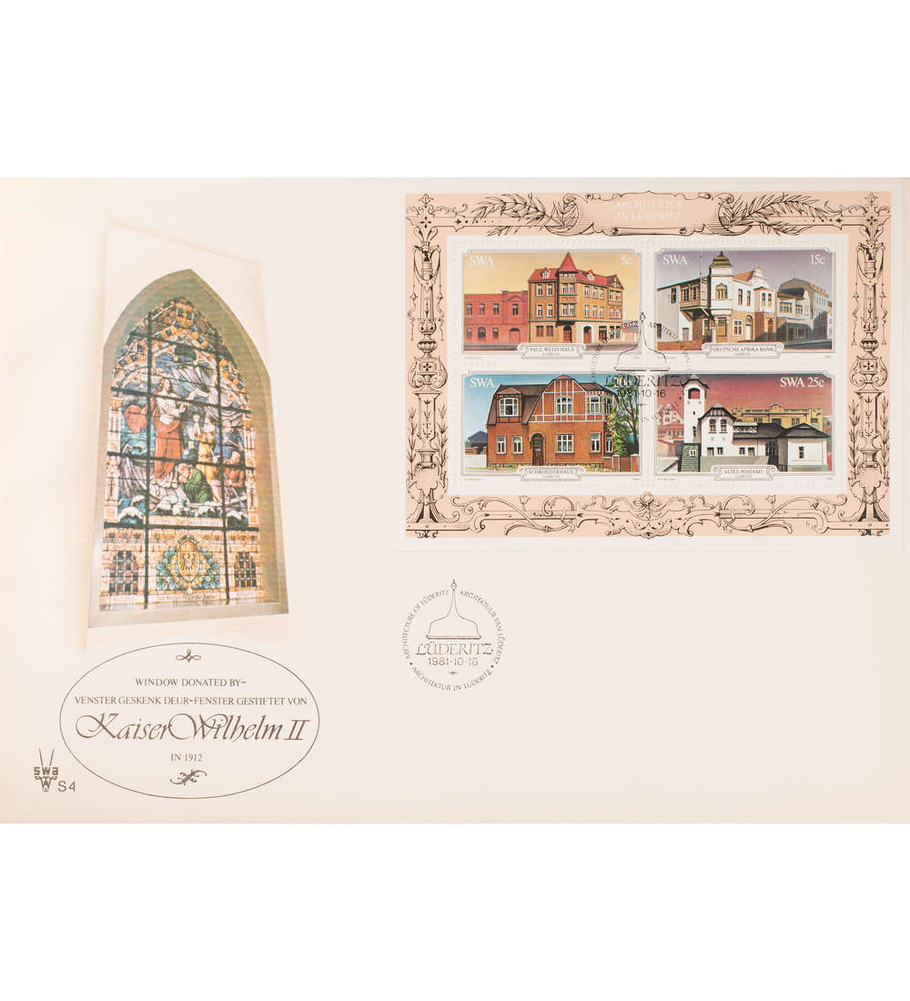 Namibia SWA Block 6 FDC Ersttagsbrief Bauwerke Lderitz