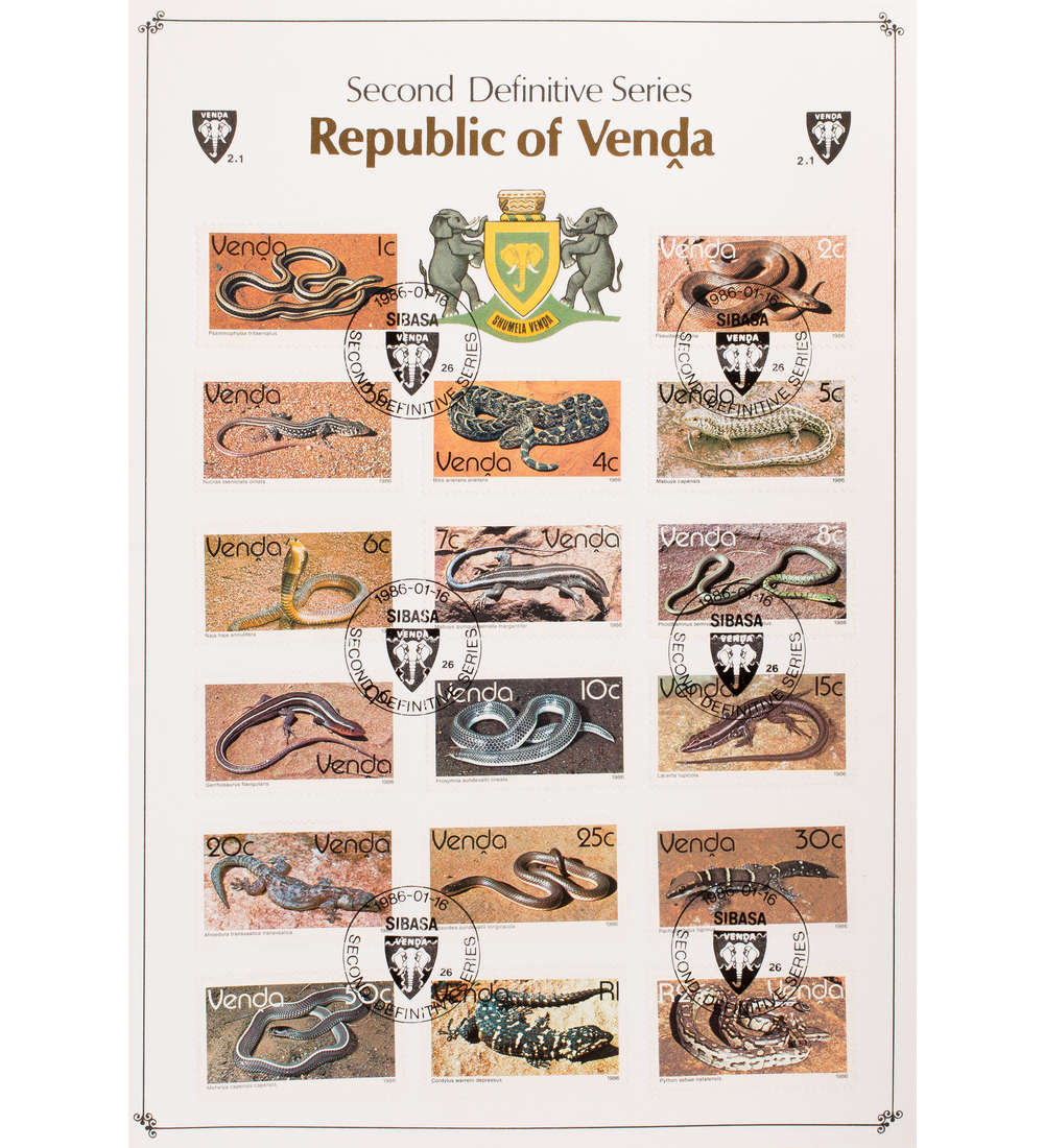 Venda Nr. 120-136 FDC Ersttagsbrief Tiere Reptilien